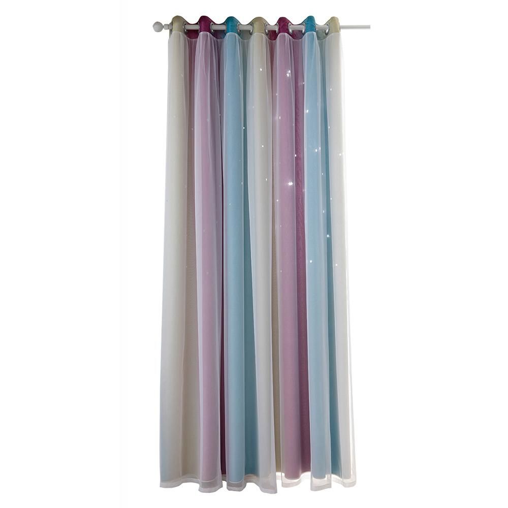 1PC Star Curtain Blackout High Precision Curtains for Kids Girls Bedroom Living Room Colorful Double Layer Star Window Curtains