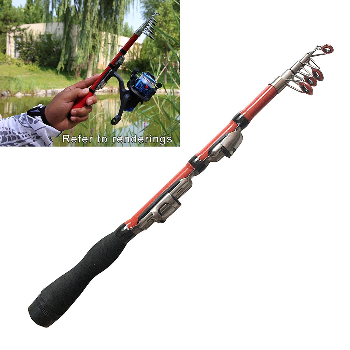 Carbon Telescopic  Rod Sea Boats  Spinning Pole Red 1.0m