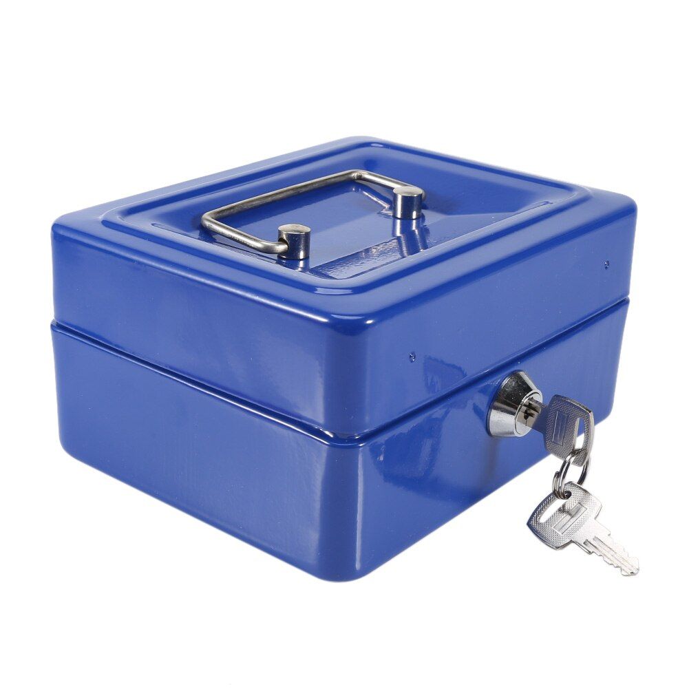 Portable Key Locker Blue Safe Mini Portable Steel Petty Lockable Cash Security Storage Box Household Hidden Coin Money Jewellery