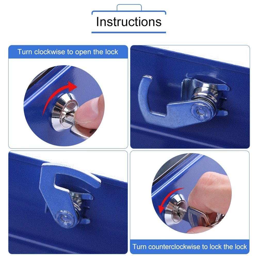 Portable Key Locker Blue Safe Mini Portable Steel Petty Lockable Cash Security Storage Box Household Hidden Coin Money Jewellery