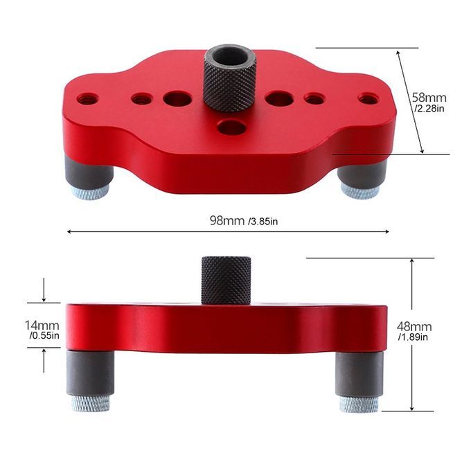 Woodworking Straight Hole Pun Hed Lo Ator Borehole Lo Ator DIY Hole Tool-Red-Hole Punched Locator+6/8/10 Dr