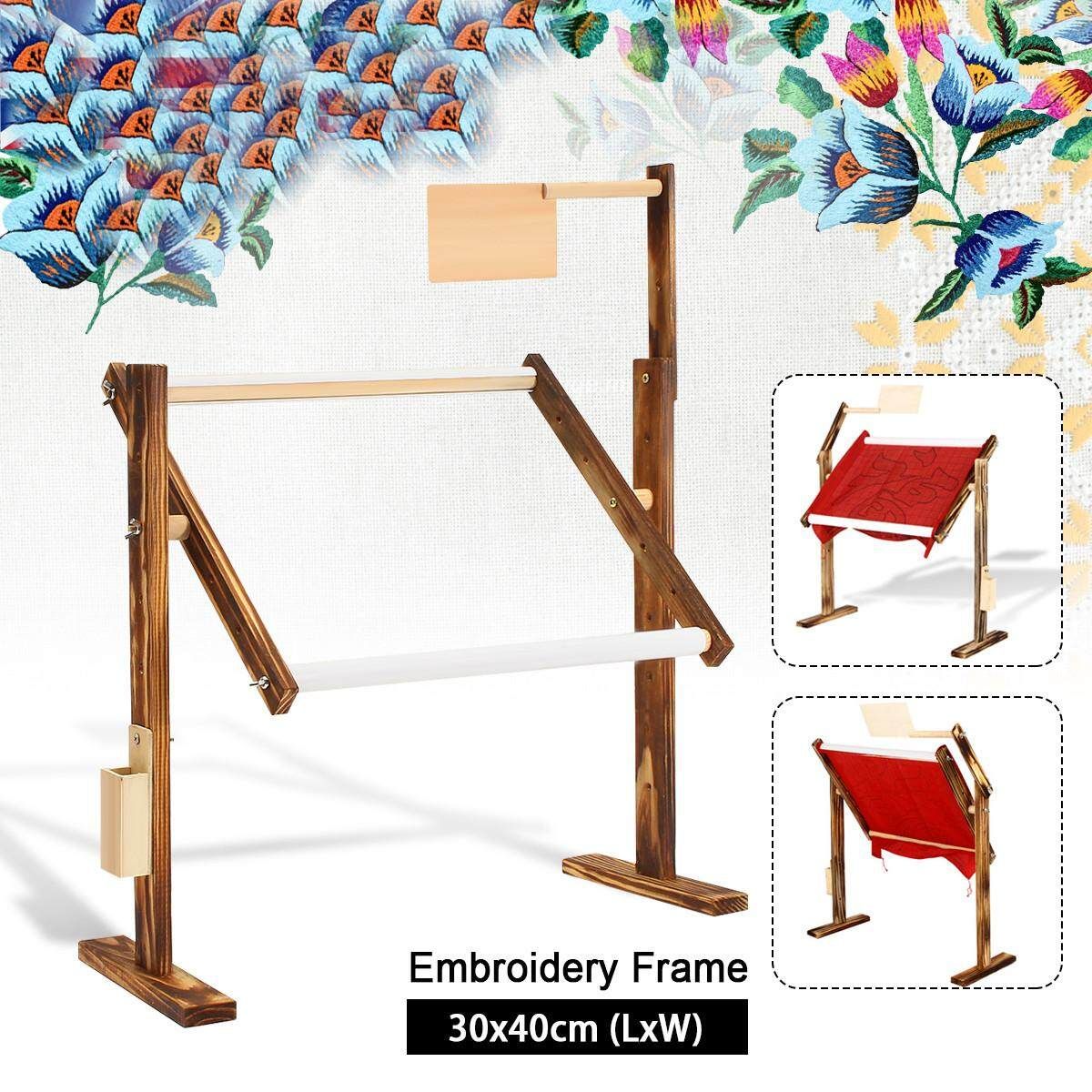 Adjustable Wood DIY Sewing Tool Embroidery Frame Floor Stand Holder Hoop Cross Stitch Craft 300*400mm