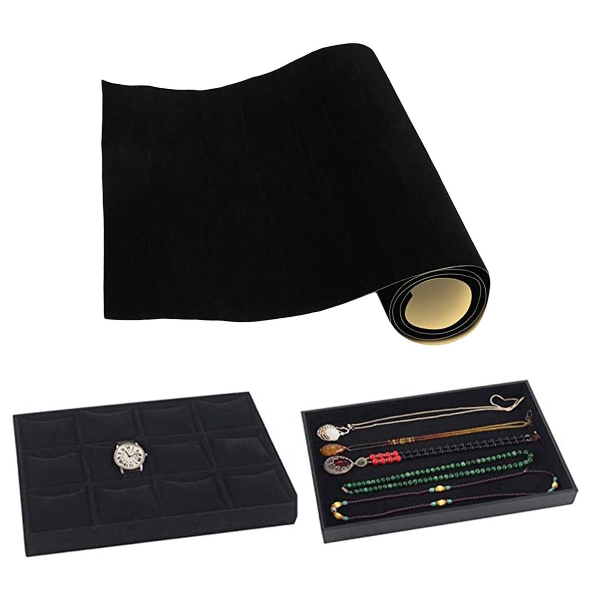 Velvet Fabric  Adhesive Back Sheets, Self Black