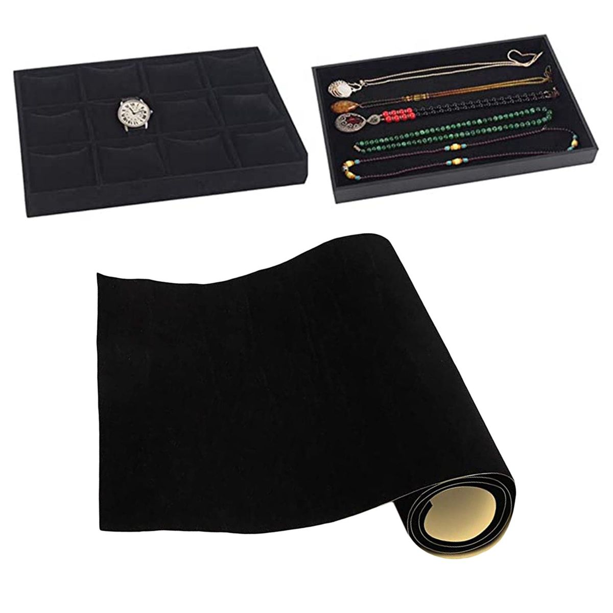 Velvet Fabric  Adhesive Back Sheets, Self Black