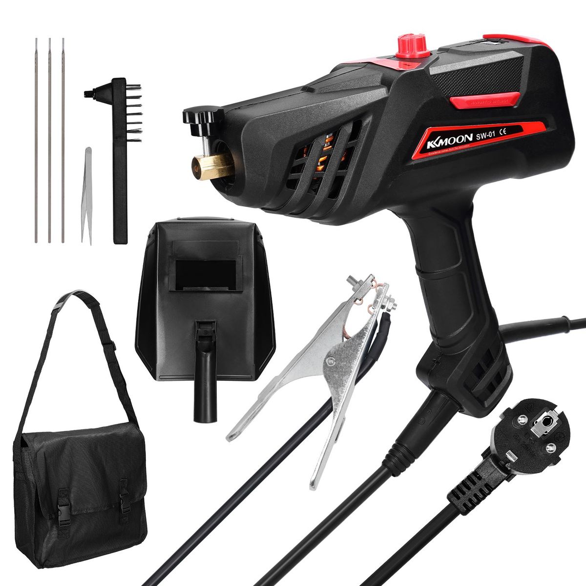 20-105A 220 V Handheld Portable Electric Welding Machine Household Multifunctional Practical Electric Welding Tool Current Adjustment Knob 2500W Maximum Output Power for 1.6/3.2mm Electrode
