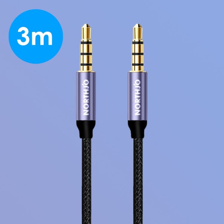 NORTHJO 4 Pole 3.5mm Male To Male Audio Aux Cable 3m