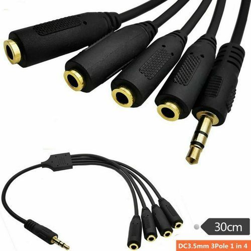 3.5mm TRS 3-Pole Male To 3 /4/5 Way Female Splitter Audio Earphone Headset Cable