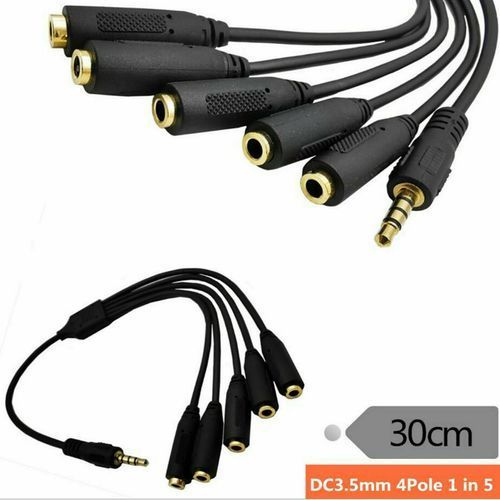 3.5mm TRS 3-Pole Male To 3 /4/5 Way Female Splitter Audio Earphone Headset Cable