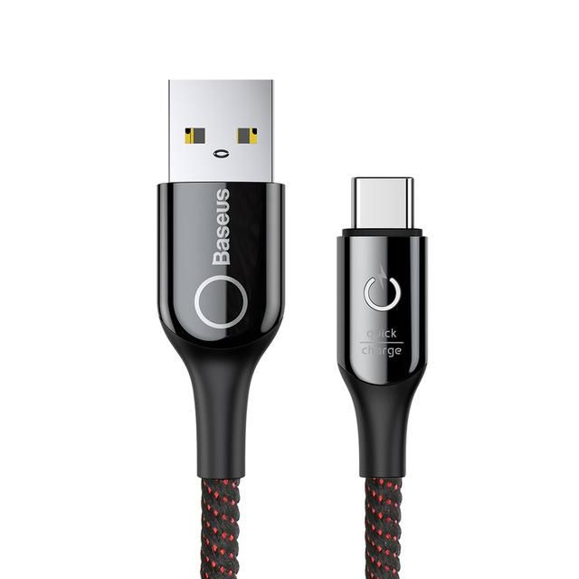 Baseus 3A Smart Power Off USB Type C Cable Quick Charger Type-c Cable For Android Samsung S10 S9 Note 10  7 6t 6 USB-C Cable