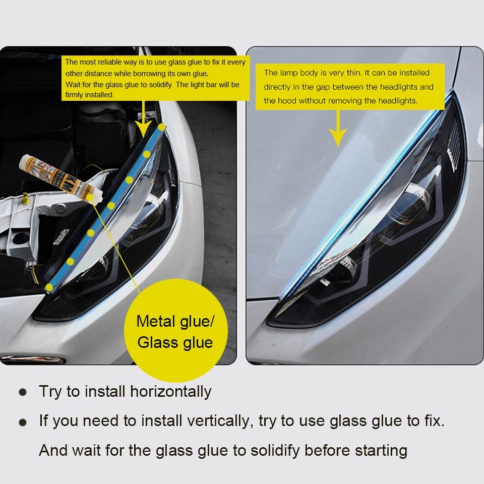2x 2021  Start-Scan LED Car DRL Daytime Running Lights Auto Flowing Turn Signauide Thin Strip Lamp