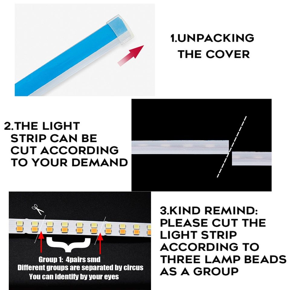 2x 2021  Start-Scan LED Car DRL Daytime Running Lights Auto Flowing Turn Signauide Thin Strip Lamp