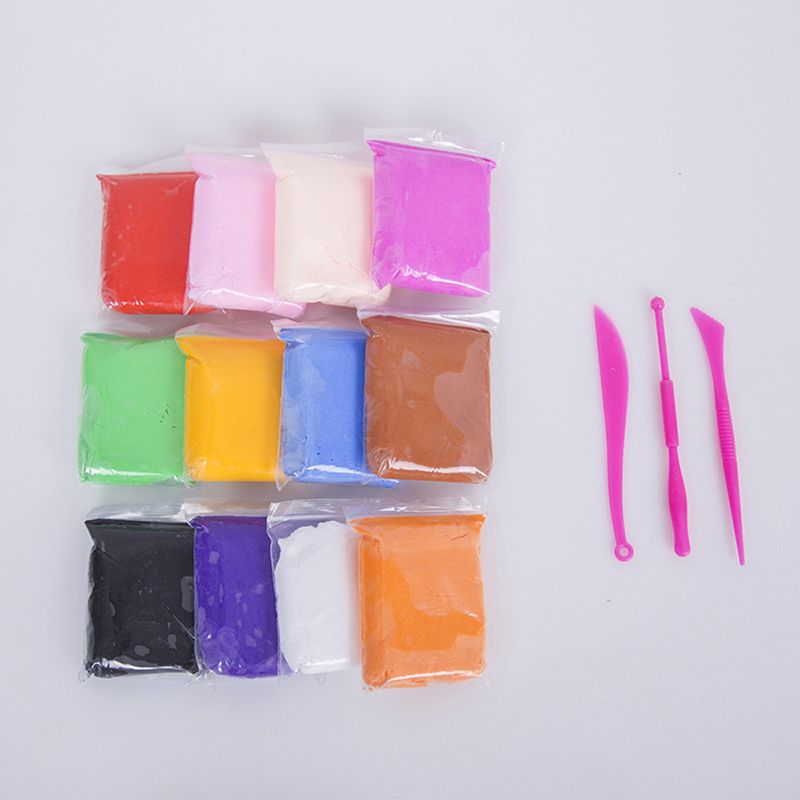 12 Color/set Light Clay Air Dry Polymer Plasticine Modelling Clay Super Light DIY Soft Creative Handgun Educational Clay Toys