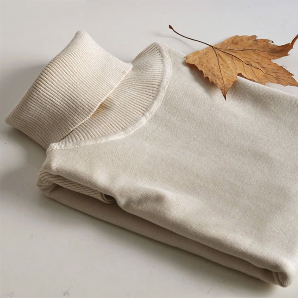 Winter Women Sweater Knitwear Turtle Neck Long Sleeves-beige