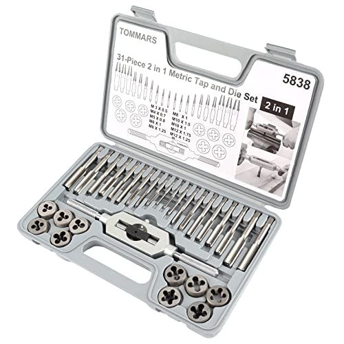 TOMMARS 31Pc 2 In 1 Metric Tap And Die Set M3 M4 M5 M6 M8 M1
