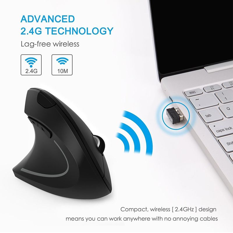 Vertical Wireless Mouse 2.4GHz Gaming Computer