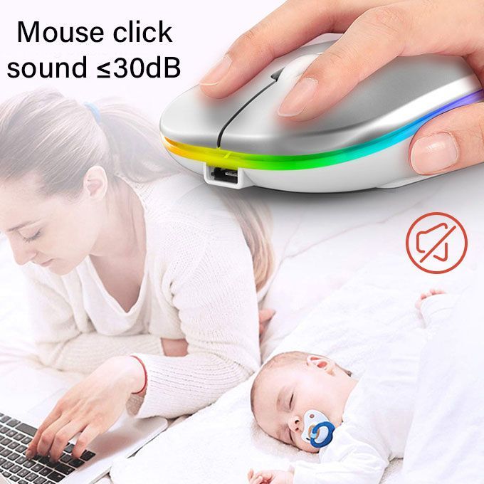 Ultra-thin Wireless Mouse 2.4G Rechargeable Silver