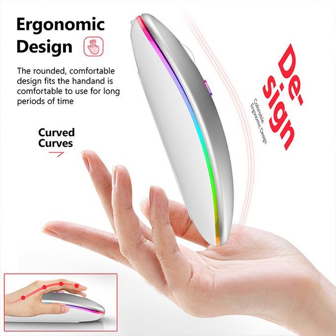 Ultra-thin Wireless Mouse 2.4G Rechargeable Silver