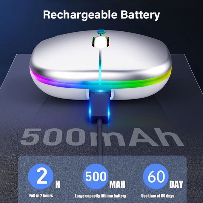 Ultra-thin Wireless Mouse 2.4G Rechargeable Silver