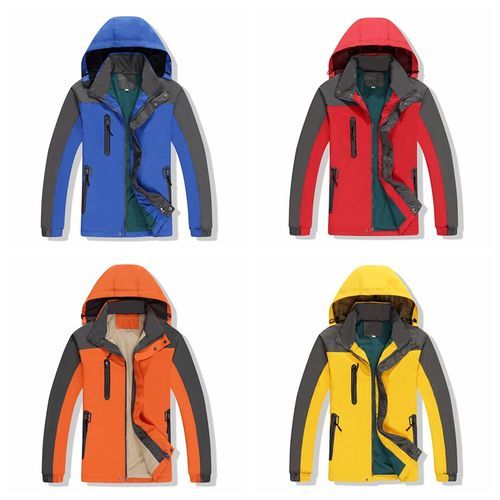Warm Fleece Waterproof Men Zipper Hooded Outdoor Jacket