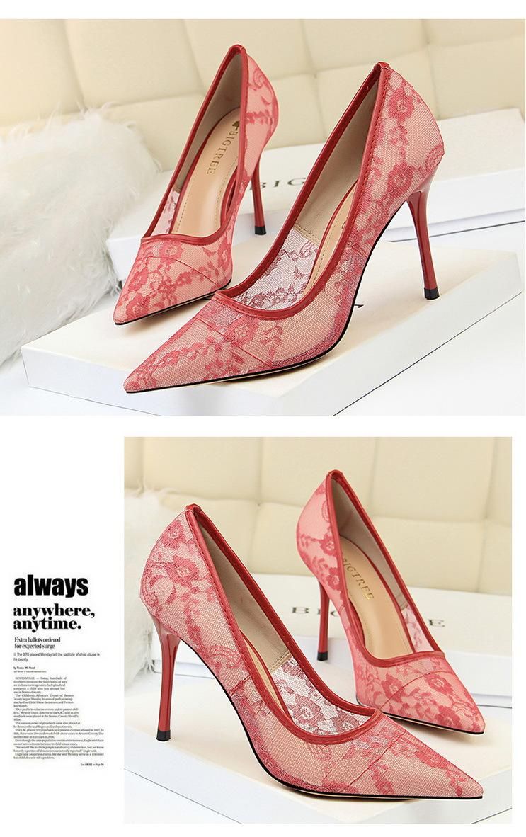 Women's High Heels 9CM Mesh Hollow High Heels Red