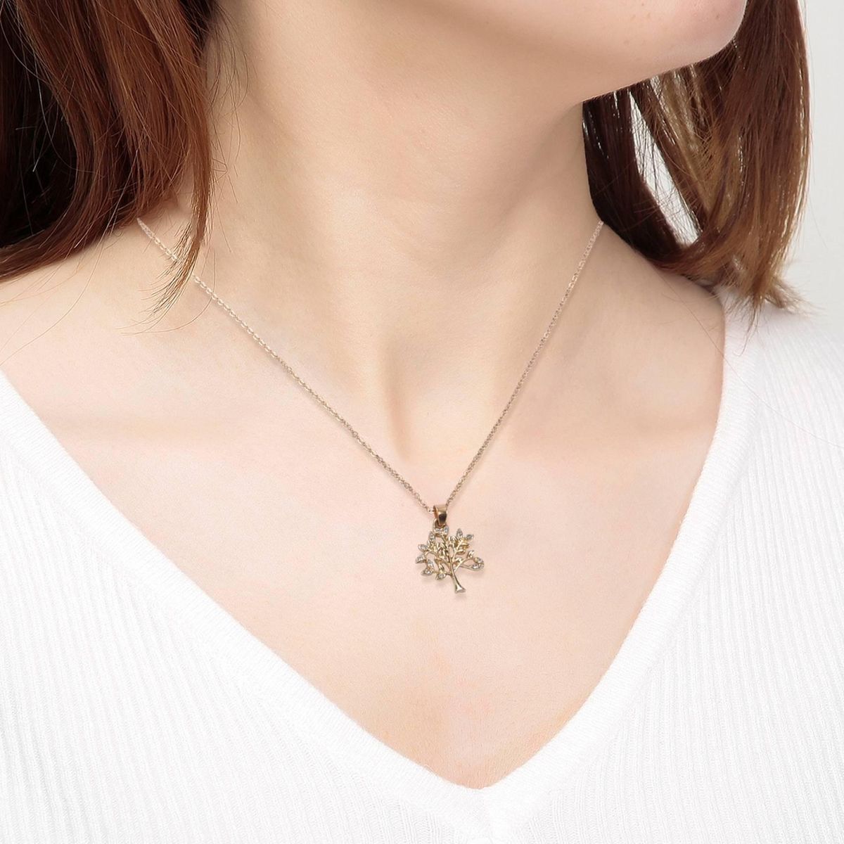 Fashion Jewelry Tree Leaves Double Pendant Necklace