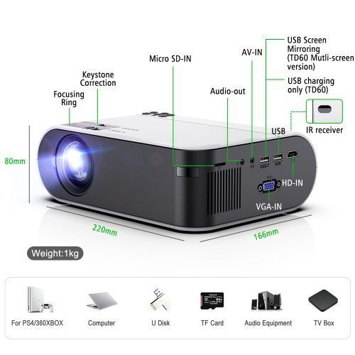 Mini Portable Projector WiFi Android 6.0 For 1080P Video Proyector 2800 Lumens Phone Smart 3D Beamer Home Cinema