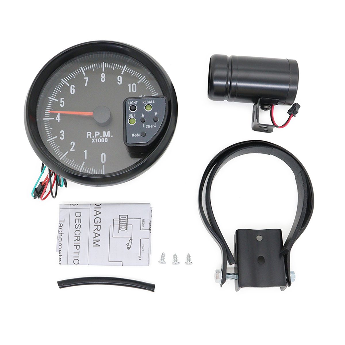 5 Inch Tachometer Gauge Carbon Fiber 7 Colors Backlight With