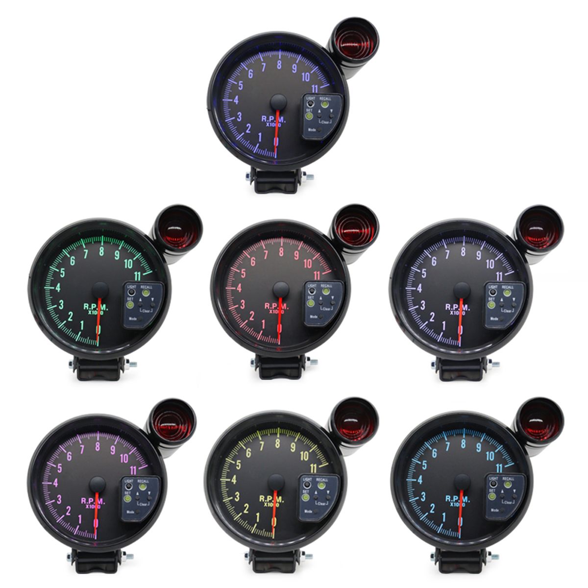 5 Inch Tachometer Gauge Carbon Fiber 7 Colors Backlight With