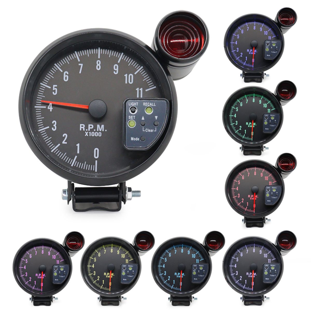 5 Inch Tachometer Gauge Carbon Fiber 7 Colors Backlight With