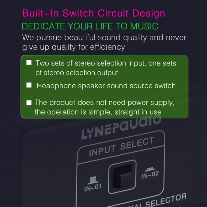 LINEPAUDIO Audio Switcher 3.5mm 2 In 1 Out / 1 In 2 Out A/B