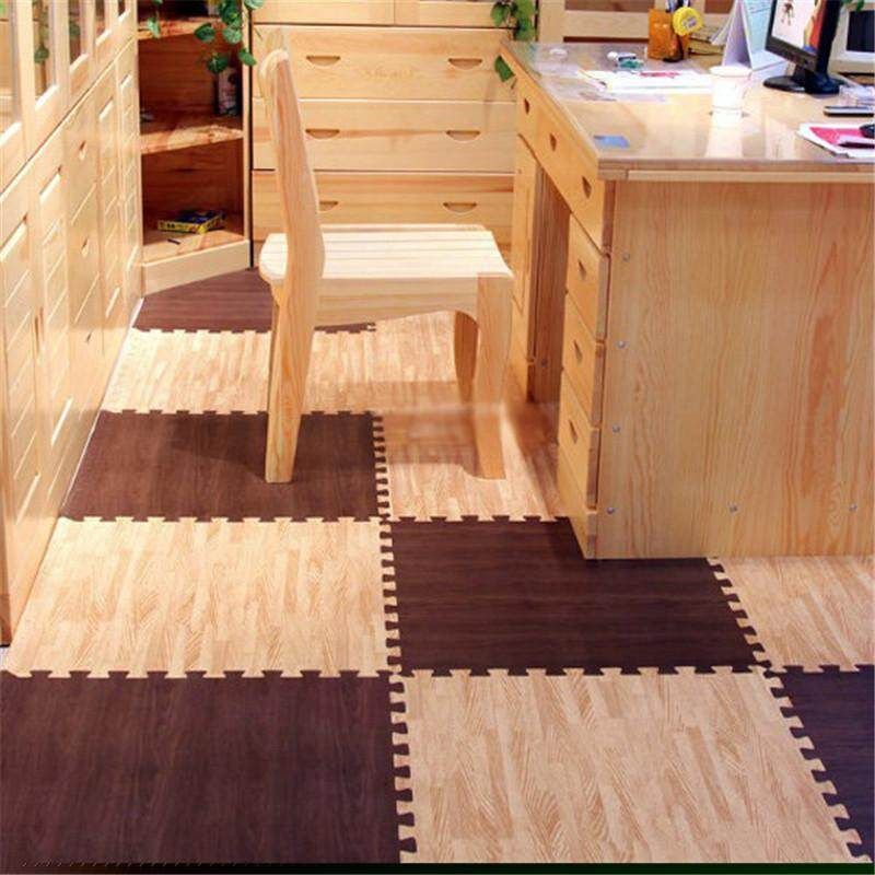 Wood Grain Ground Mats Dark Carpet Split Joint EVA Puzzle Baby Coffee