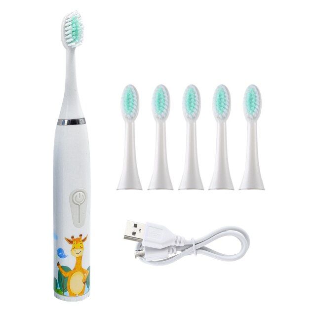 Children Electric Toothbrush Cartoon Pattern Kids-white
