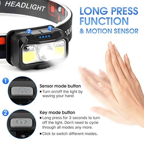 Headlamp Rechargeable LHKNL 1100 Lumen Super Bright Motion S
