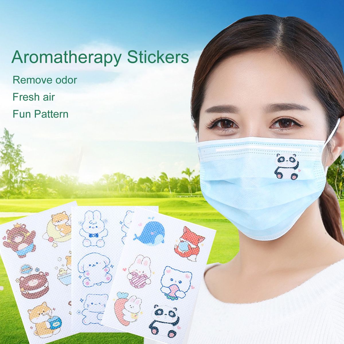 6Pcs Face Cover Stickers Essence Oil Refreshing Fragrance Stickers A