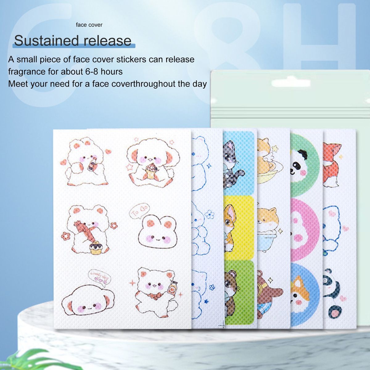 6Pcs Face Cover Stickers Essence Oil Refreshing Fragrance Stickers A