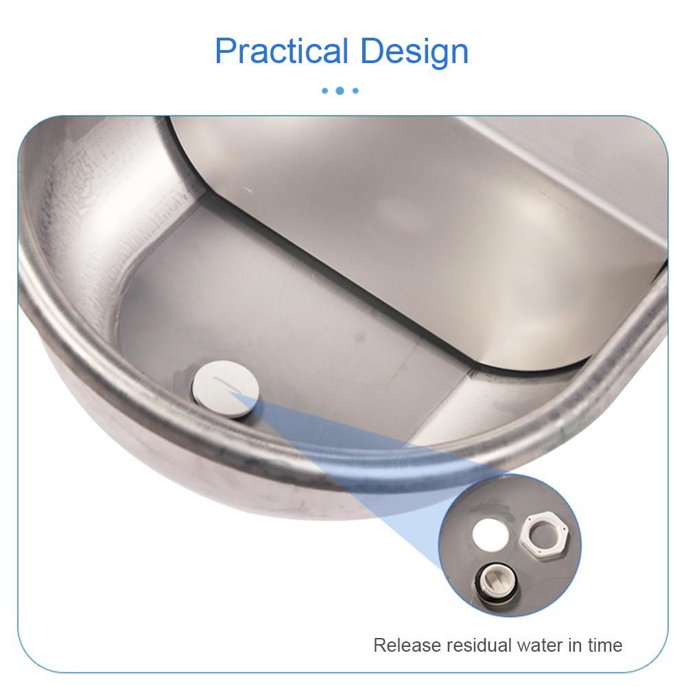 Automatic Waterer Bowl Stainless Steel Drinking Water Bowl Dispenser with Float Valve Drainage Hole for Horse Cattle Goat Sheep Pig Cow Dog