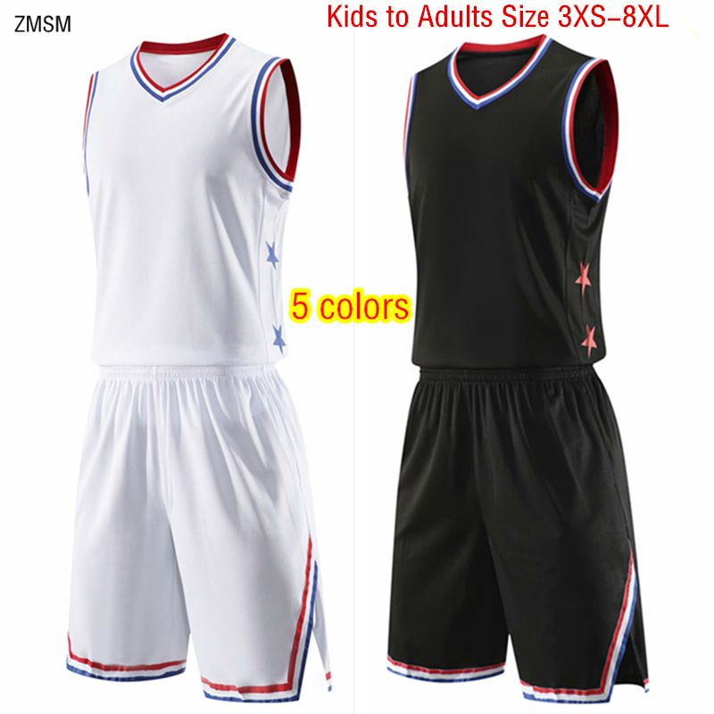 Zmsm Kids Adult Basketball Set Boys Girls Jerseys