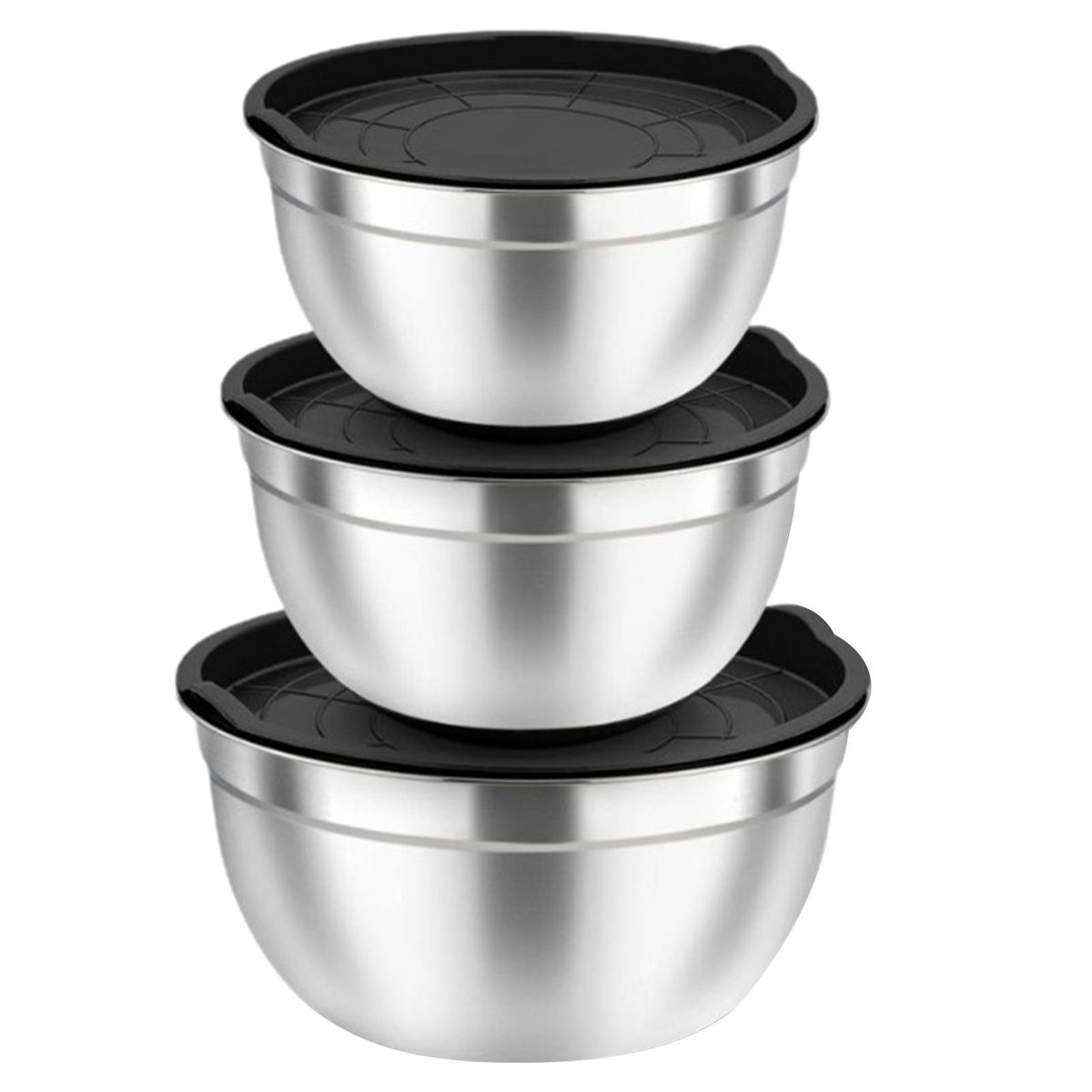 Safe to Use Food Bowl Stackable Stainless Steel Salad Bowl for Fruits Black