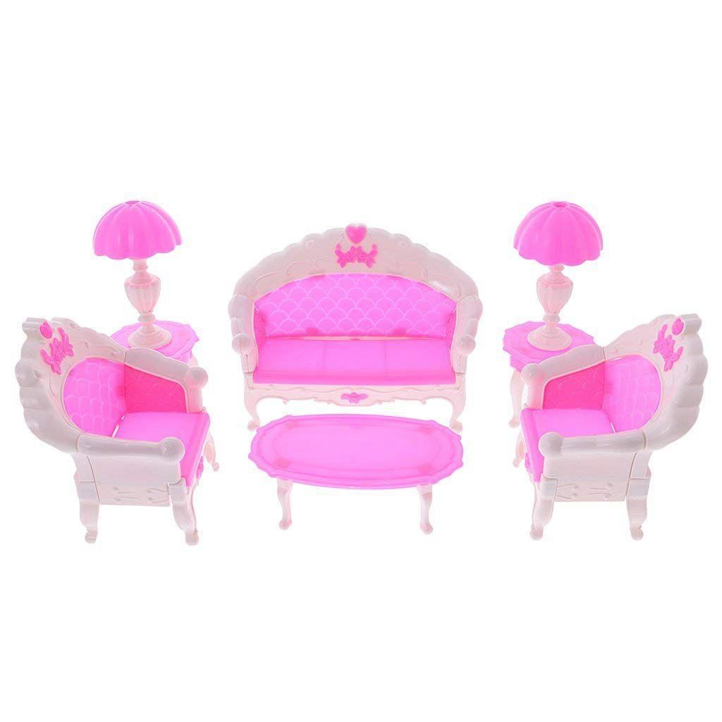 Assorted Doll Accessories Bedroom furniture Cookware Dinnerware Dollhouse Supply Decor for Barbie Dolls -  A 6 pcs