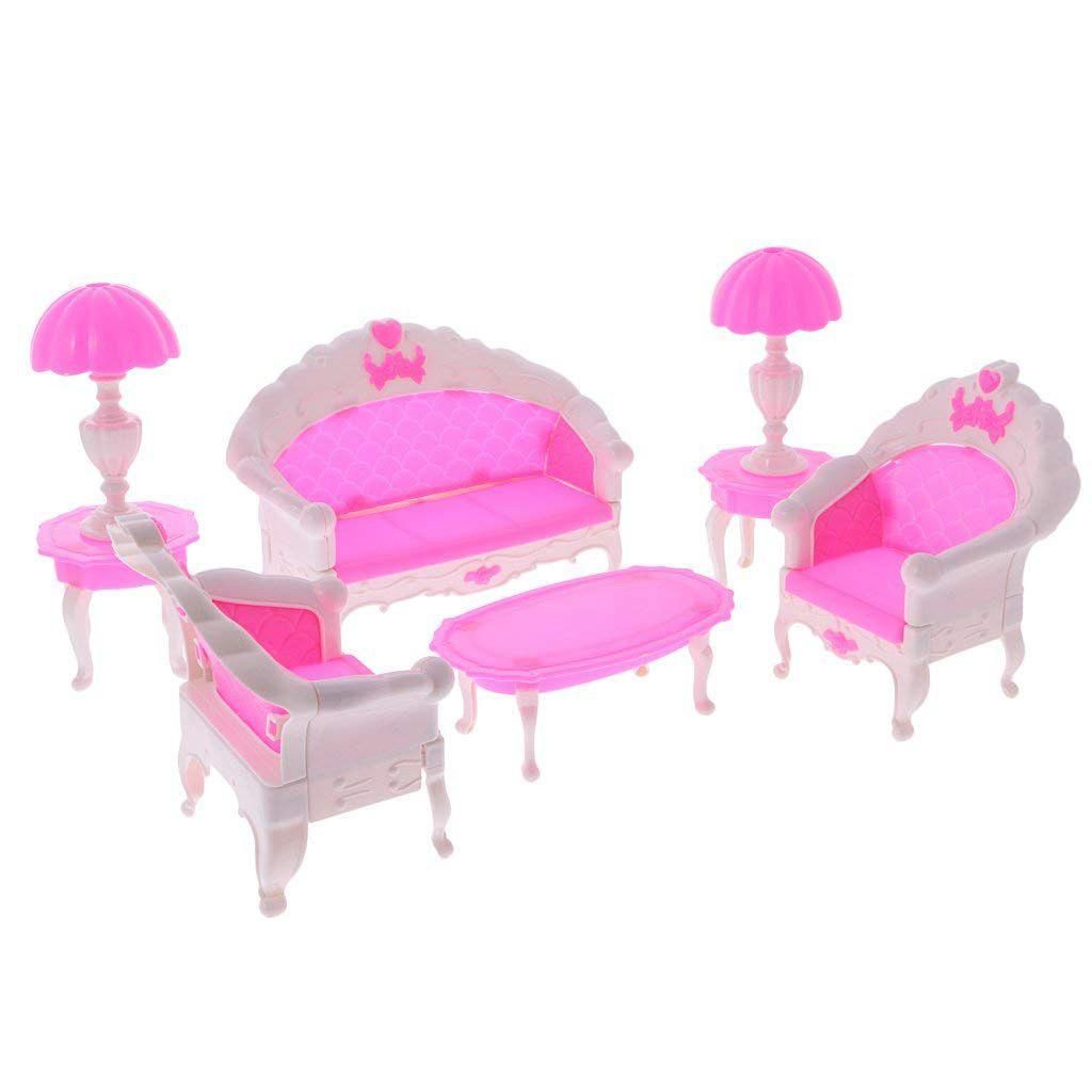 Assorted Doll Accessories Bedroom furniture Cookware Dinnerware Dollhouse Supply Decor for Barbie Dolls -  A 6 pcs