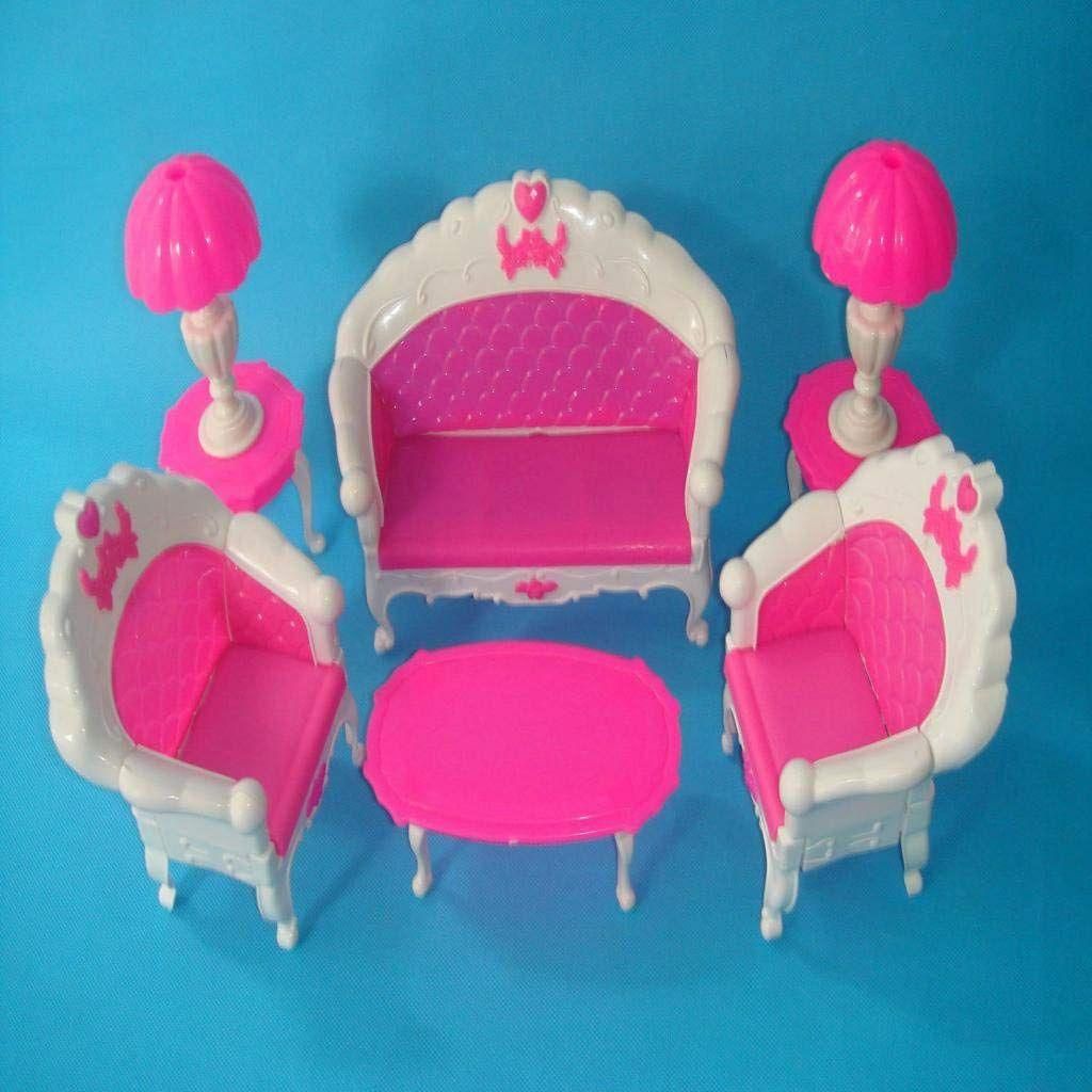 Assorted Doll Accessories Bedroom furniture Cookware Dinnerware Dollhouse Supply Decor for Barbie Dolls -  A 6 pcs