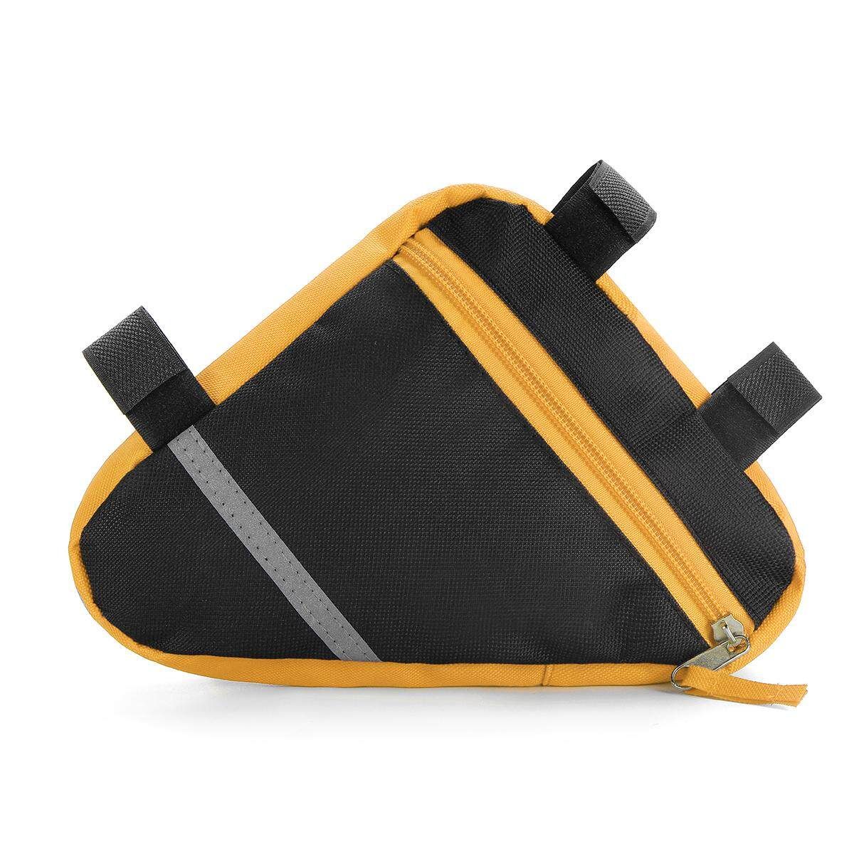 Bicycle Triangle Bag Bike Cycling Front Tube Saddle Frame Pouch Reflective Strip Orange