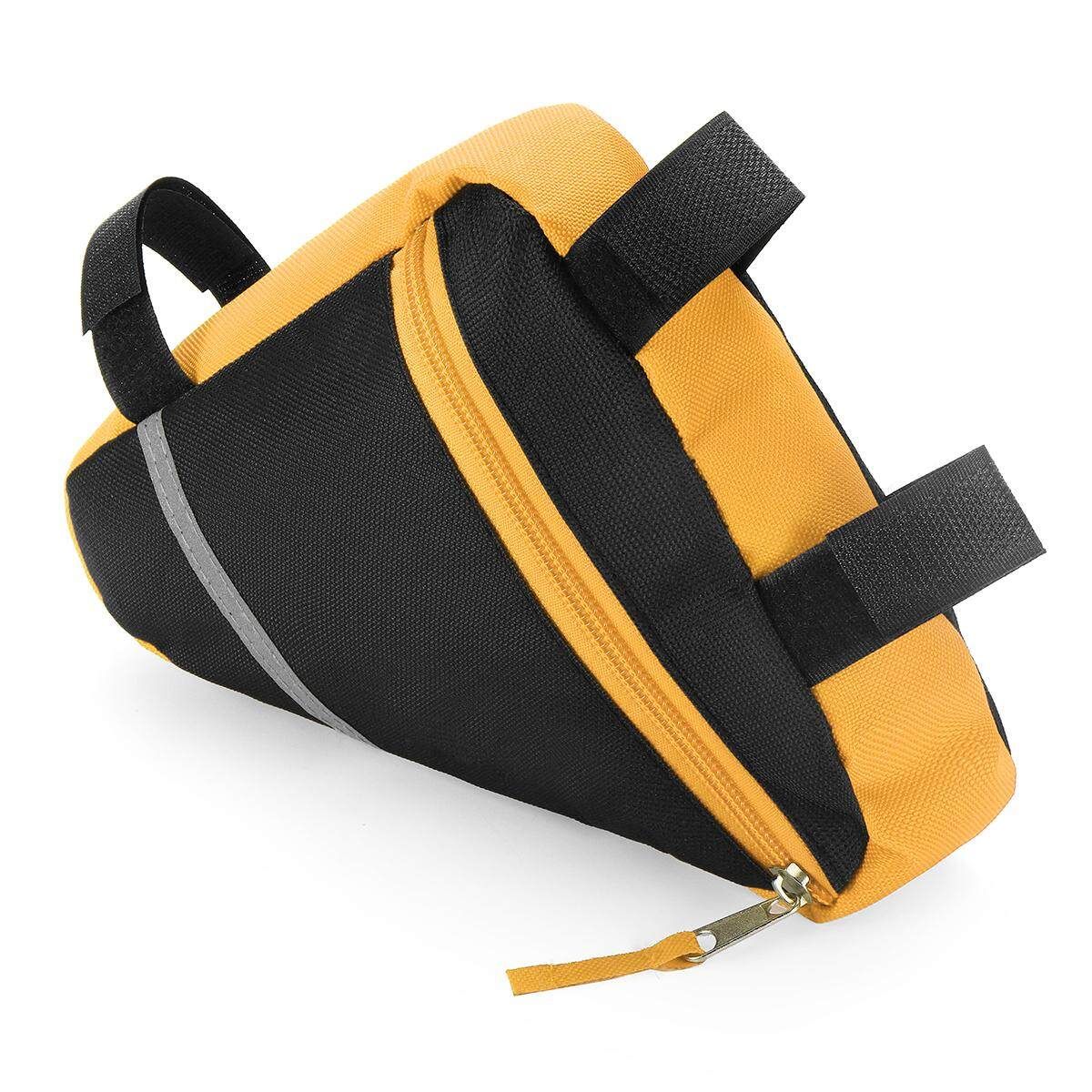 Bicycle Triangle Bag Bike Cycling Front Tube Saddle Frame Pouch Reflective Strip Orange
