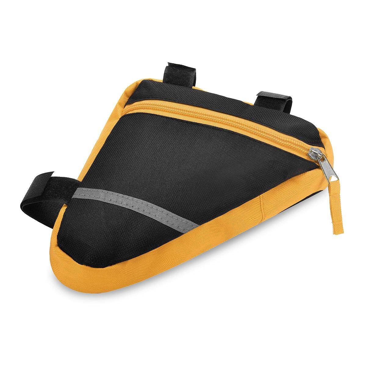 Bicycle Triangle Bag Bike Cycling Front Tube Saddle Frame Pouch Reflective Strip Orange