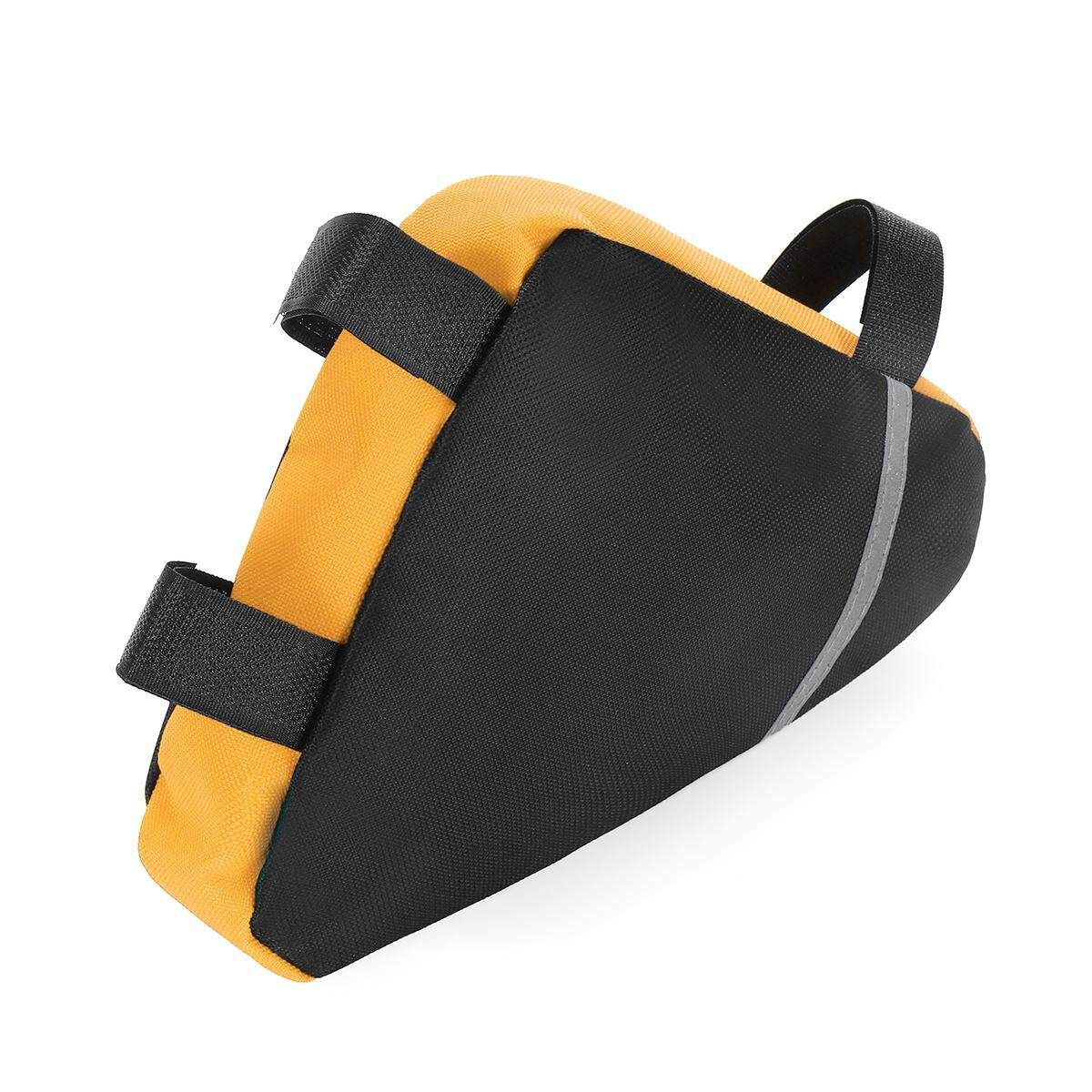 Bicycle Triangle Bag Bike Cycling Front Tube Saddle Frame Pouch Reflective Strip Orange