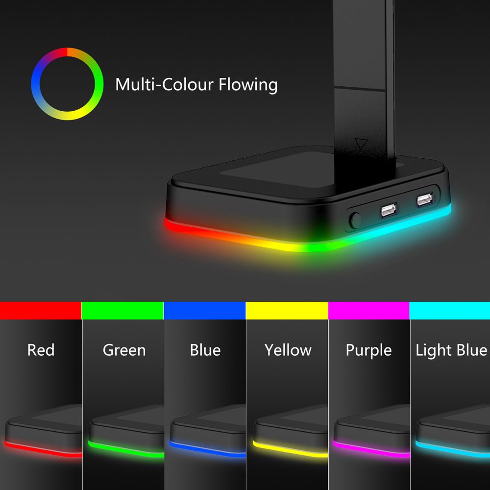 Desktop RGB Light Display Headphone Stand Headset Holder