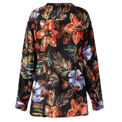 Crinkle Print Plus Size Blouse