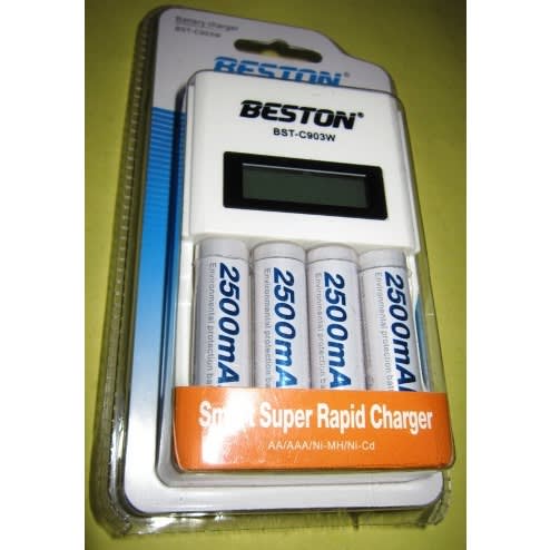 Beston AA/AAA LCD Smart Super Rapid Battery Charger With 4 Batteries