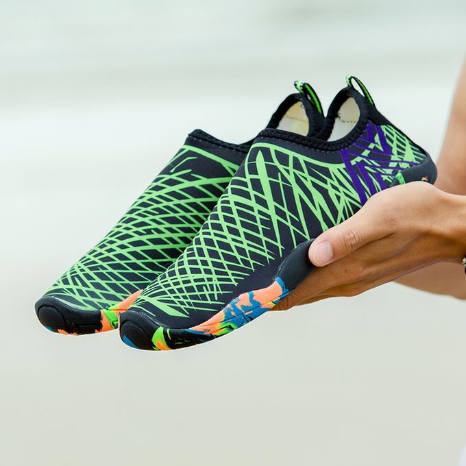 Big Size Water Shoes Beach Diving Yoga Shoes-Black Green