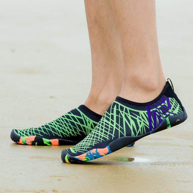 Big Size Water Shoes Beach Diving Yoga Shoes-Black Green